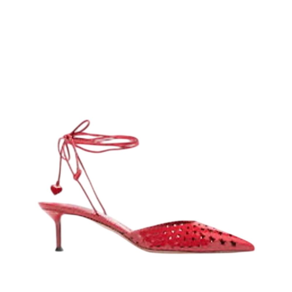Aquazzura NIB Amourose 50mm Pump in Lipstick Red Patent Leather Size 38